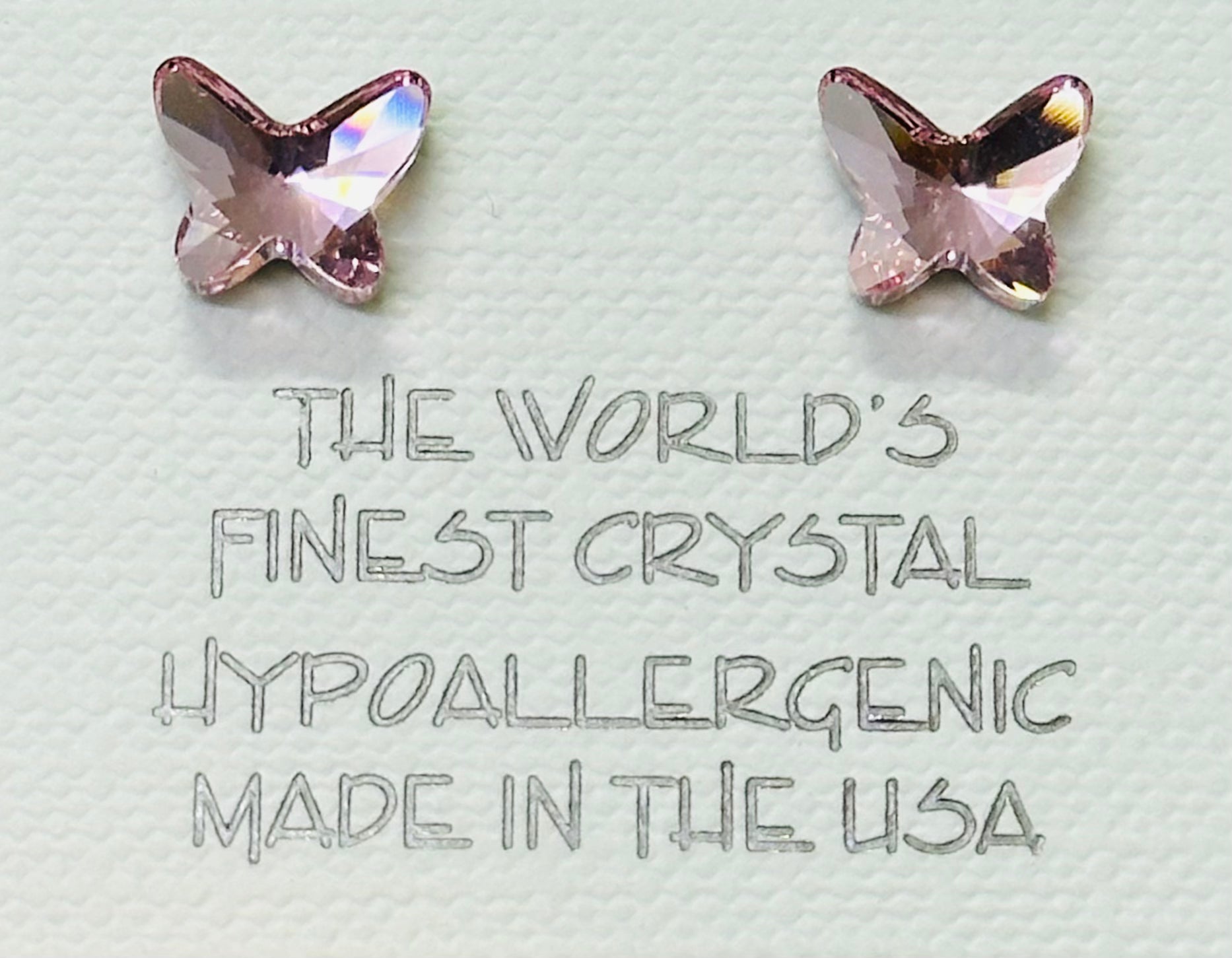 Butterfly Light Rose Earrings 8mm