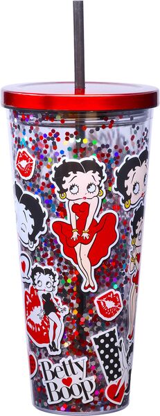 Betty Boop Glitter Cup with Straw