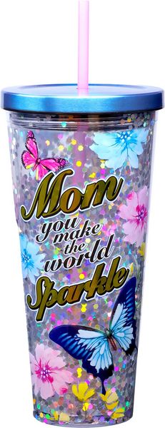 Mom You Make the World Sparkle Glitter Cup