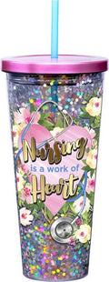 Nursing is a Work of Heart Glitter Cup