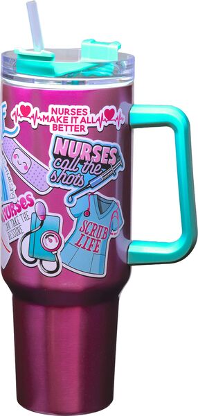 Nurse Sticker 40oz Stainless Steel Travel Mug w/Handle