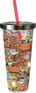 Friends Glitter Cup with Straw