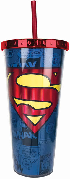 Superman Foil Cup with Straw