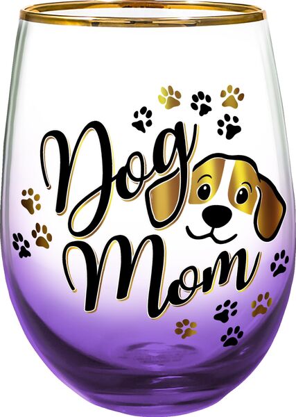 Dog Mom Stemless Wine Glass