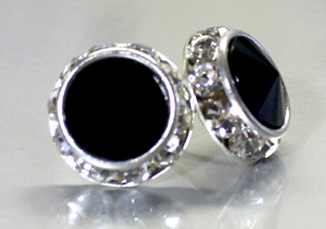 Jet Rhinestone Rivoli Earrings
