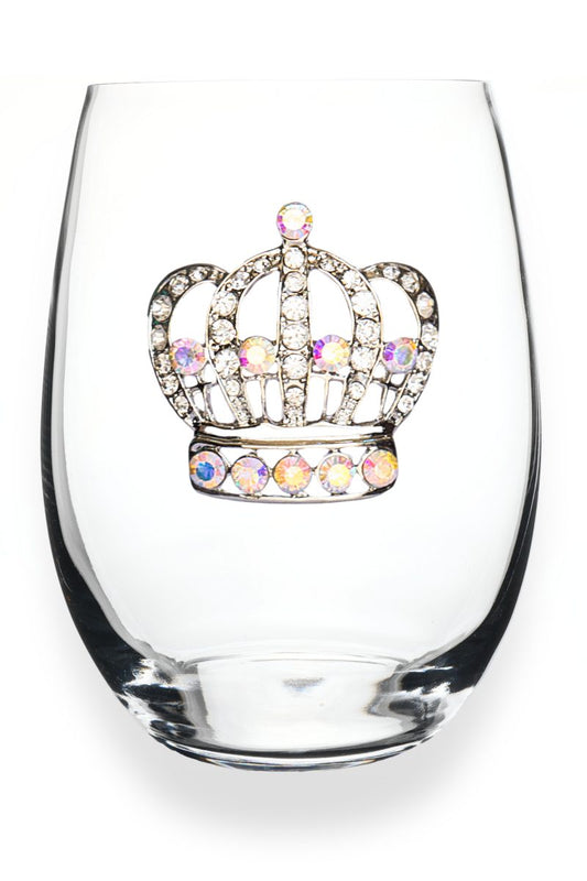 Crown Jeweled Stemless Wine Glass