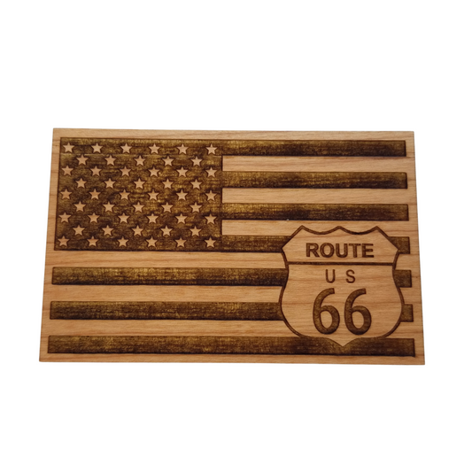 Route 66 Flag Wood Magnet