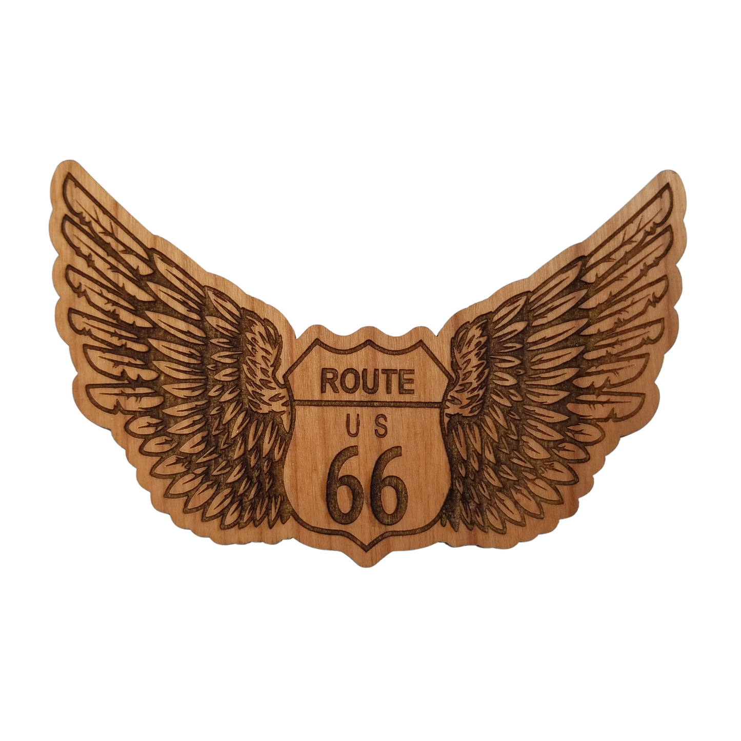 Route 66 Wings Wood Magnet