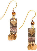 Silver Forest Heart On Rectangle with Oval Teardrops Earrings