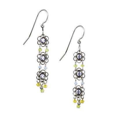 Silver Forest Triple Flowers Earrings