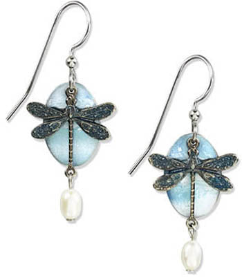 Silver Forest Layered Dragonfly Earrings