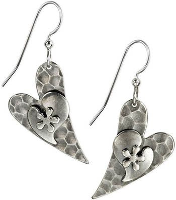 Silver Forest Silver Heart on Modern Heart Earrings
