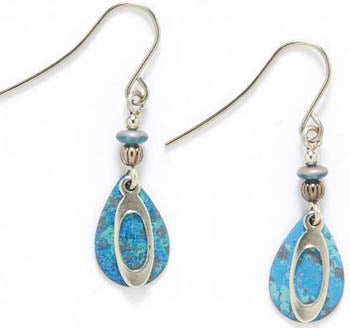Silver Forest Silver Open Oval On Turquoise Teardrop Earrings