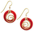 Silver Forest Red Open Round with Gold Coil Earrings