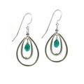 Silver Forest Open Tears and Green Drop Earrings
