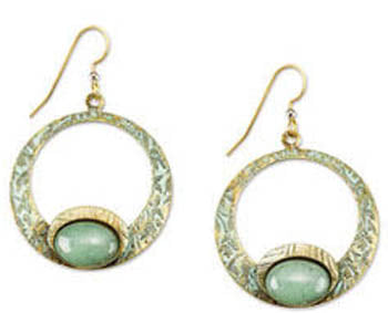 Silver Forest Open Round with Aventurine Stone Earrings