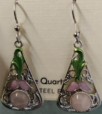 Silver Forest Filigree Leaf and Stone Earrings