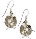 Silver Forest Hammered Teardrop with Pearls Earrings