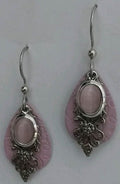 Silver Forest Pink Teardrop with Filigree & Pink Stone Earrings