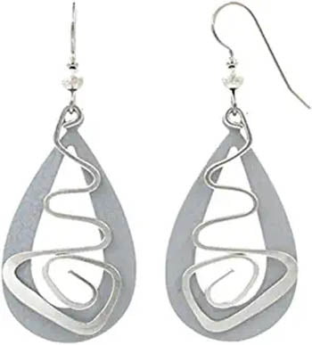 Silver Forest Open Silver Teardrop with Crazy Coil Earrings