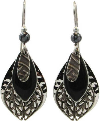 Silver Forest Silver Layered Shapes with Filigree Earrings