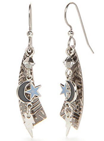 Silver Forest Space Charms On Wisp Earrings