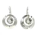 Silver Forest Hammered Ring White Center Earrings