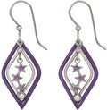 Purple Diamonds & Star Spray Silver Forest Earrings