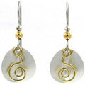 Silver Forest Coil on Creased Silver Round Earrings
