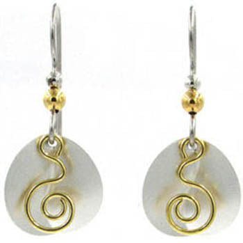 Silver Forest Coil on Creased Silver Round Earrings