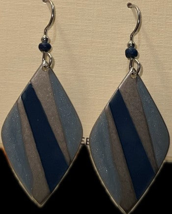 Silver Forest Blue Soft Diamond Color Block Earrings