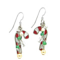 Silver Forest Candy Cane Bead Drop Earrings