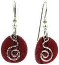 Silver Forest Silver Coil On Red Round Earrings