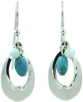 Silver Forest Silver Open Tear with Turquoise Bead Drops Earrings