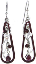 Silver Forest Long Maroon Teardrop & Bead Cascade Earrings