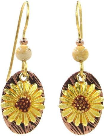 Silver Forest Warm Sunflower Drop Earrings