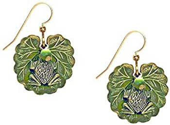 Silver Forest Fog On Leaf w/Bead Earrings