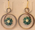 Silver Forest Coil with Green Flower Accent Earrings