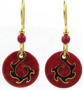 Silver Forest Gold Spoke On Red Round Earrings