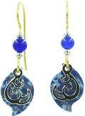 Silver Forest Open Curl on Blue Paisley Earrings