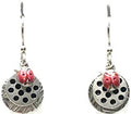 Silver Forest Ladybug on Silver Discs Earrings