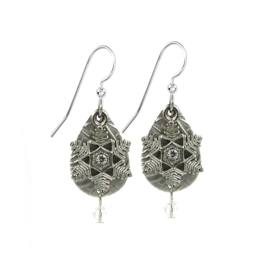 Silver Forest Wirey Snowflake with Crystal Earrings