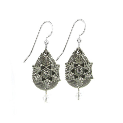 Silver Forest Wirey Snowflake with Crystal Earrings