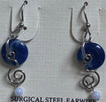 Silver Forest Blue Donut with Coil & Bead Earrings