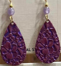 Silver Forest Purple Floral Tear  Earrings