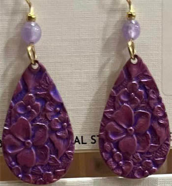 Silver Forest Purple Floral Tear  Earrings
