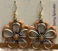 Silver Forest Peach Open Flower Earrings
