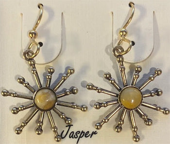 Silver Forest Spoke w/Jasper Center Earrings