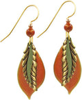 Silver Forest Leaf on Organic Shape Earrings