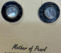 Silver Forest Framed Round Mother Of Pearl Post Earrings